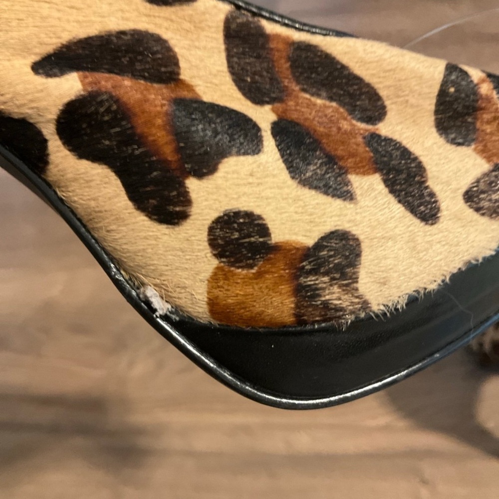 Calvin Klein Sonia black and cheetah print peep toe heel, 7.5, NWT! - Picture 10 of 11